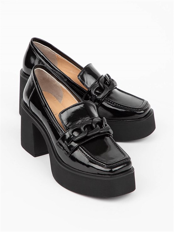 Riffle Siyah Rugan Kadın Ayakkabı 